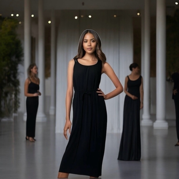 Women’s Dress NY Collection Jeweled Dress Black Sleeveless Evening Maxi Dress - Picture 1 of 8